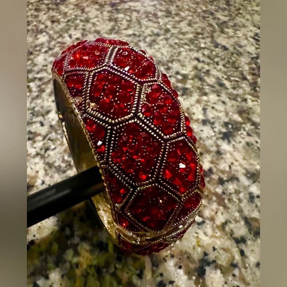 Ruby Red Rhinestone Bangle - Picture 1 of 4